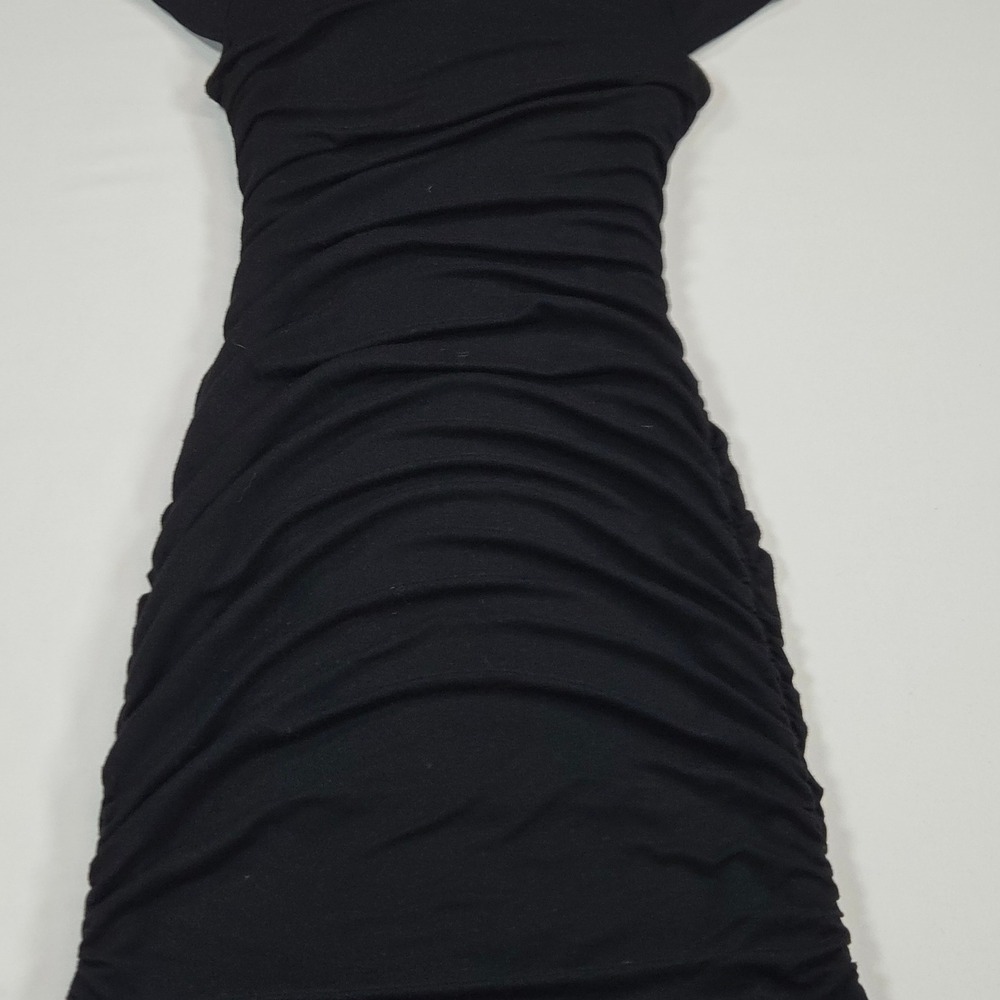 Deb Black Stretch Ruched Bodycon Mini Dress Women's Small Y2K Whimsigoth - Picture 5 of 9